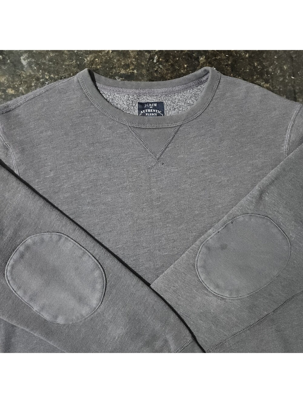 J Crew Authentic Fleece Sweatshirt Crewneck Elbow Pads Single V Vintage Style